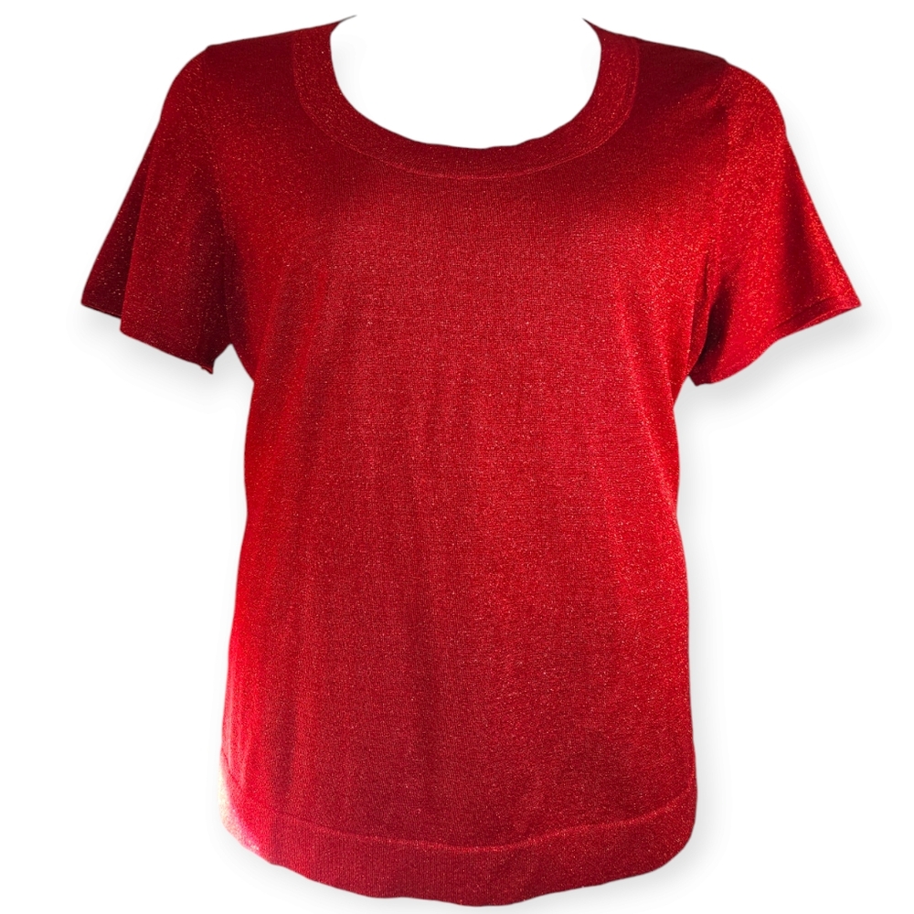 NWOT Judith Hart red silk metallic blouse top Women 1X - Picture 2 of 7